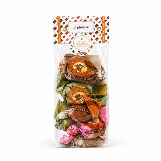 Amarcioc Assortiti - Weiche Amaretti mit Boden aus extra dunkler Schokolade – Sortierte Mischung, 200 g