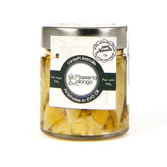 Carciofi Sottolio – italienische Artischocken in nativem Olivenöl extra, 240 g Glas, ideal für Antipasti, Salate und mediterrane Gerichte