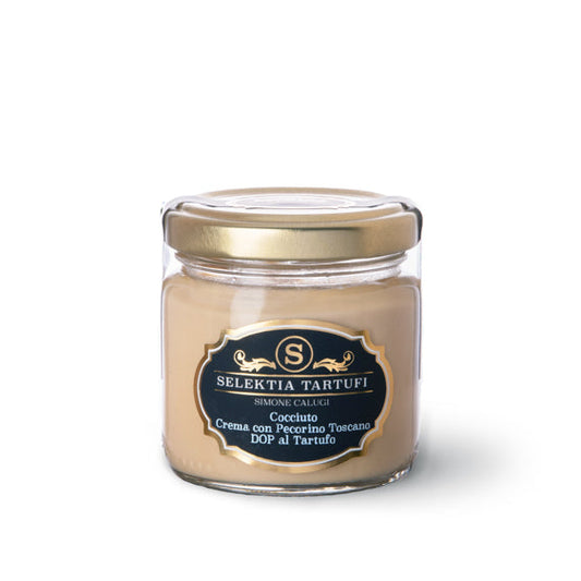 Creme mit Pecorino Toscano DOP und Trüffel aus Italien