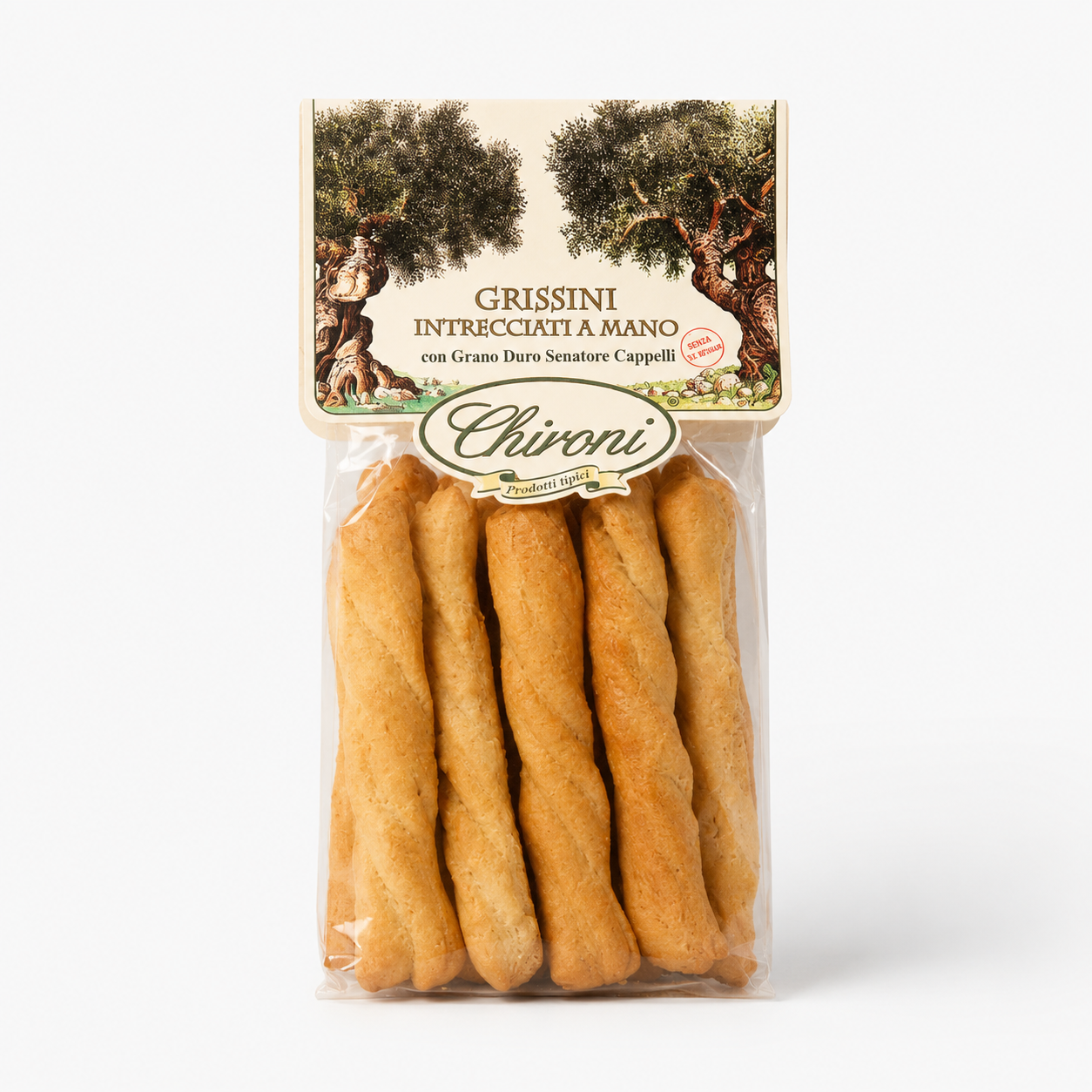 Grissini intrecciati all´Olio di Oliva, grano Senatore Cappelli - Geflochtene Grissini mit Olivenöl und Senatore-Cappelli-Weizen, 200 g