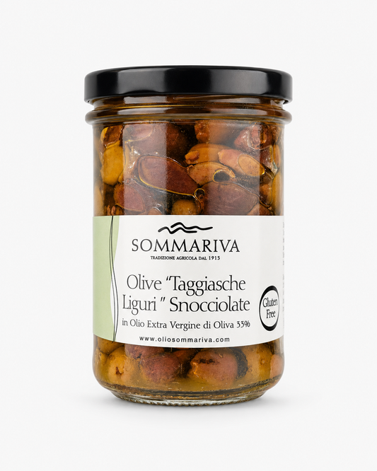 Entsteinte Ligurische Taggiasca Oliven in nativem Olivenöl extra, 180 g