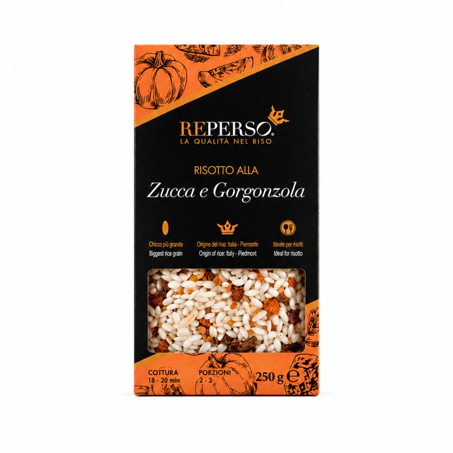 Risotto mit Kürbis & Gorgonzola aus Reperso-Reis, 250 g