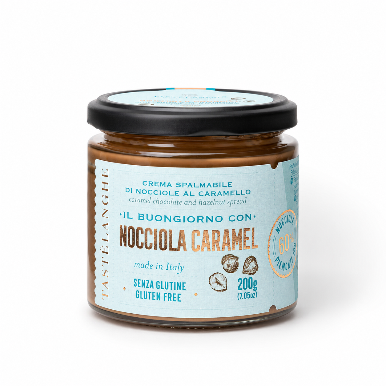 Karamell-Haselnusscreme mit 60 % IGP Haselnüssen, 200 g