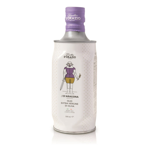 Natives Olivenöl extra IL D'Aragona – italienisches Premium-Olivenöl aus Apulien, kaltgepresst, 500 ml Flasche für Feinschmecker